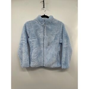 NWT UNIQLO Kids Fluffy Yarn Fleece Jacket Blue Size 11‑12 Full Zip Warm